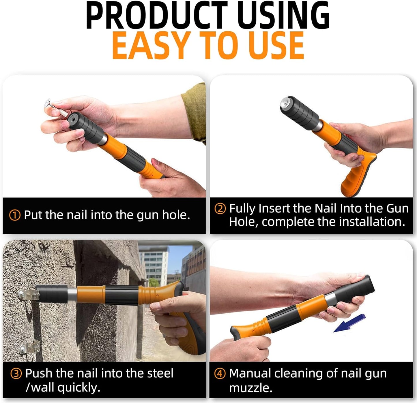 Mini Steel Nail Gun – 5-Speed Adjustable, 10 Nails Kit for Concrete & Wood